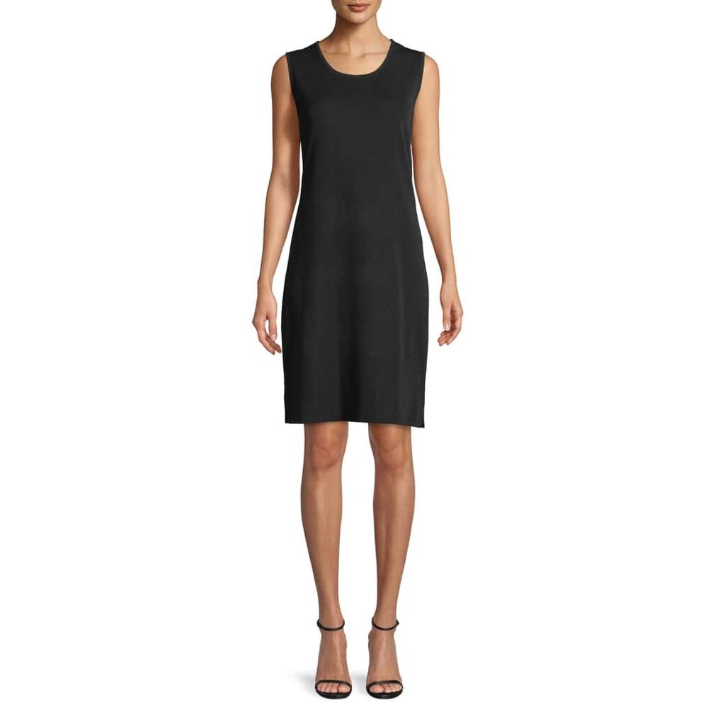Misook Women’s Large Black Pullover Sleeveless Sheath Knit Tank Dress Minimalist